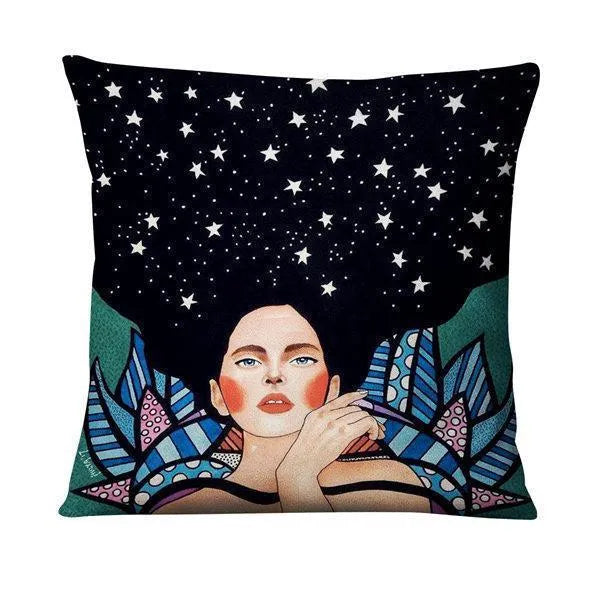 Home Daily Character Painted Linen Pillowcase - Bellarte Enchanté Home Daily Character Painted Linen Pillowcase